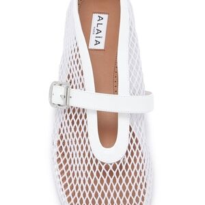 White Mesh Mary Jane Flat